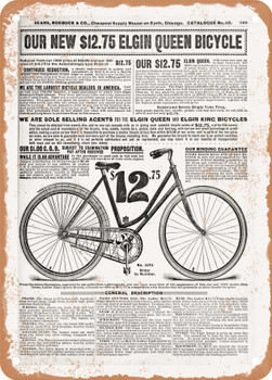 1902 Sears Catalog Bicycles Page 353 - Rusty Look Metal Sign