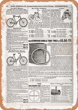 1902 Sears Catalog Bicycles Page 356 - Rusty Look Metal Sign