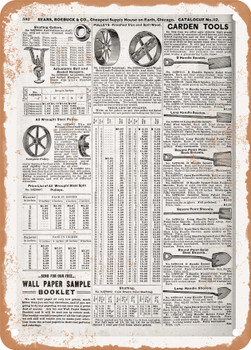 1902 Sears Catalog Pulleys and Shovels Page 578 - Rusty Look Metal Sign