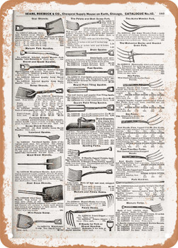 1902 Sears Catalog Shovels and Pitchforks Page 579 - Rusty Look Metal Sign