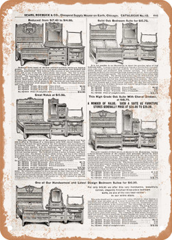 1902 Sears Catalog Bedroom Sets Page 597 - Rusty Look Metal Sign