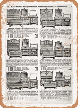 1902 Sears Catalog Bedroom Sets Page 598 - Rusty Look Metal Sign