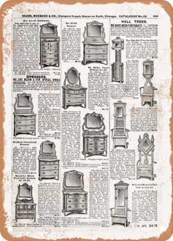 1902 Sears Catalog Dressers Page 601 - Rusty Look Metal Sign