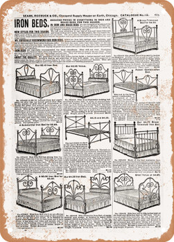 1902 Sears Catalog Iron Beds Page 603 - Rusty Look Metal Sign