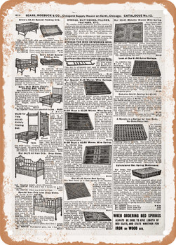 1902 Sears Catalog Cribs Page 606 - Rusty Look Metal Sign