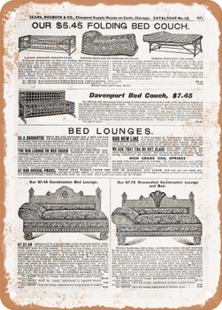 1902 Sears Catalog Couches Page 613 - Rusty Look Metal Sign