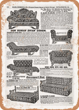 1902 Sears Catalog Couches Page 614 - Rusty Look Metal Sign