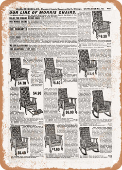 1902 Sears Catalog Upholstered Chairs Page 615 - Rusty Look Metal Sign