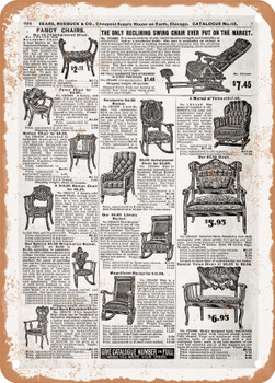 1902 Sears Catalog Upholstered Chairs Page 616 - Rusty Look Metal Sign