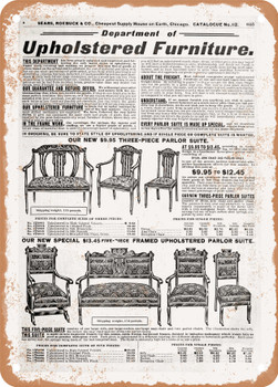 1902 Sears Catalog Upholstered Chairs Page 617 - Rusty Look Metal Sign