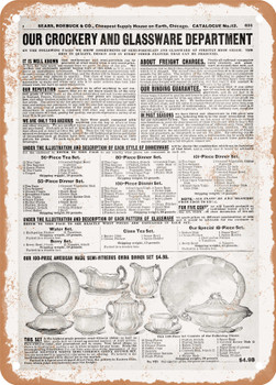 1902 Sears Catalog Glassware Page 623 - Rusty Look Metal Sign