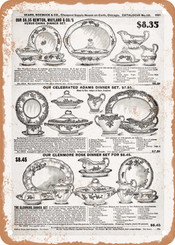 1902 Sears Catalog Glassware Page 625 - Rusty Look Metal Sign