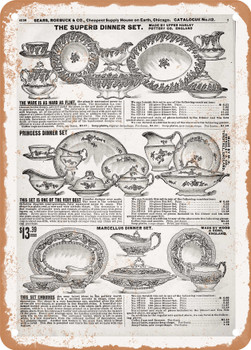 1902 Sears Catalog Glassware Page 630 - Rusty Look Metal Sign