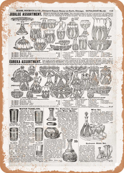 1902 Sears Catalog Glassware Page 637 - Rusty Look Metal Sign