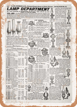 1902 Sears Catalog Lamps Page 638 - Rusty Look Metal Sign