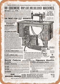 1902 Sears Catalog Sewing Machines Page 649 - Rusty Look Metal Sign