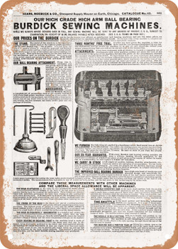 1902 Sears Catalog Sewing Machines Page 651 - Rusty Look Metal Sign