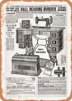 1902 Sears Catalog Sewing Machines Page 652 - Rusty Look Metal Sign