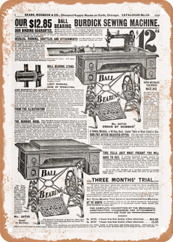 1902 Sears Catalog Sewing Machines Page 653 - Rusty Look Metal Sign