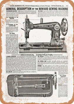 1902 Sears Catalog Sewing Machines Page 655 - Rusty Look Metal Sign