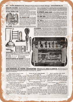 1902 Sears Catalog Sewing Machines Page 656 - Rusty Look Metal Sign