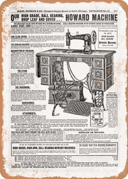 1902 Sears Catalog Sewing Machines Page 657 - Rusty Look Metal Sign