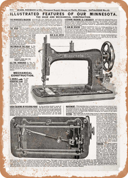1902 Sears Catalog Sewing Machines Page 660 - Rusty Look Metal Sign