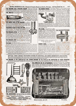 1902 Sears Catalog Sewing Machines Page 661 - Rusty Look Metal Sign