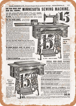 1902 Sears Catalog Sewing Machines Page 663 - Rusty Look Metal Sign