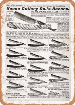 1902 Sears Catalog Straight Razors Page 678 - Rusty Look Metal Sign