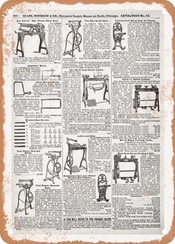 1902 Sears Catalog Lathes Page 686 - Rusty Look Metal Sign