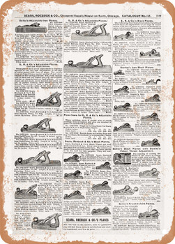 1902 Sears Catalog Bench Planes Page 695 - Rusty Look Metal Sign