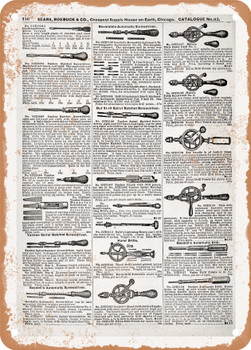1902 Sears Catalog Screwdrivers Page 702 - Rusty Look Metal Sign
