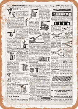 1902 Sears Catalog Hole Punches Page 710 - Rusty Look Metal Sign