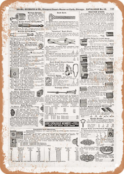 1902 Sears Catalog Window Hardware Page 725 - Rusty Look Metal Sign