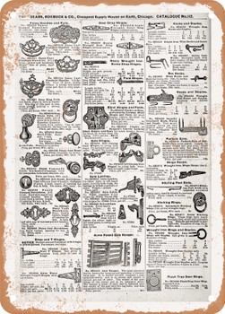 1902 Sears Catalog Barn Hardware Page 726 - Rusty Look Metal Sign