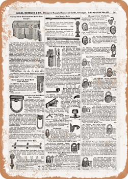 1902 Sears Catalog Barn Hardware and Padlocks Page 727 - Rusty Look Metal Sign