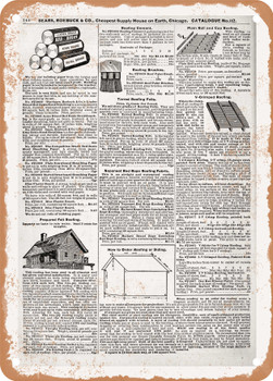 1902 Sears Catalog Roofing Materials Page 730 - Rusty Look Metal Sign