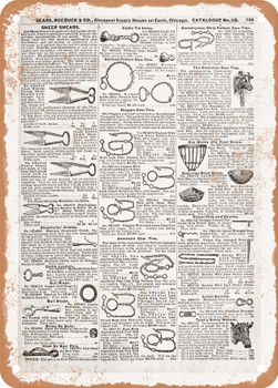 1902 Sears Catalog Livestock Tools Page 737 - Rusty Look Metal Sign