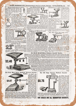 1902 Sears Catalog Scales Page 745 - Rusty Look Metal Sign