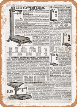 1902 Sears Catalog Platform Scales Page 746 - Rusty Look Metal Sign