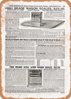 1902 Sears Catalog Wagon Scales Page 747 - Rusty Look Metal Sign