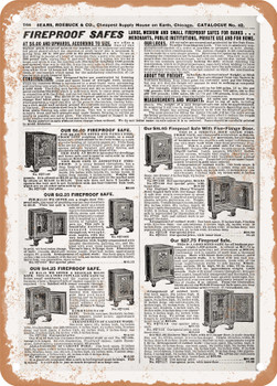 1902 Sears Catalog Safes Page 750 - Rusty Look Metal Sign