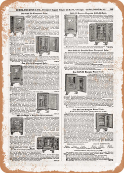 1902 Sears Catalog Safes Page 751 - Rusty Look Metal Sign