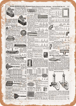1902 Sears Catalog Brushes and Chimney Items Page 763 - Rusty Look Metal Sign