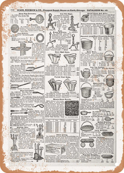 1902 Sears Catalog Kettles Page 764 - Rusty Look Metal Sign