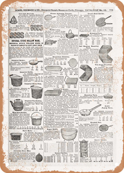 1902 Sears Catalog Pans Page 765 - Rusty Look Metal Sign