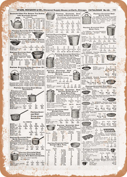 1902 Sears Catalog Cookware Page 767 - Rusty Look Metal Sign