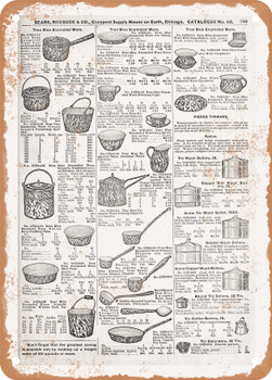 1902 Sears Catalog Cookware Page 769 - Rusty Look Metal Sign