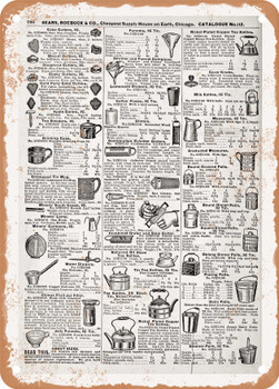 1902 Sears Catalog Cookware Page 770 - Rusty Look Metal Sign